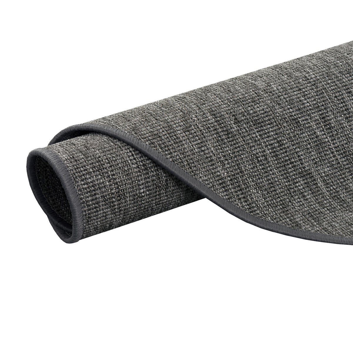 SISAL-OPTIK DESIGNER FLACHGEWEBE TEPPICH PURE MELIERT RUND - Anthrazit, Textil (100/100cm) - Snapstyle
