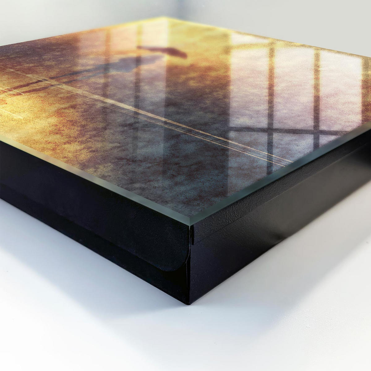 SCHLÜSSELBOX Schwarz 30x30 cm- Türöffnung nach rechts - Warme Melancholie - Gelb, Metall (30/30/5cm) - TULUP