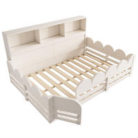 KINDERBODENBETT 140/190 cm aus Holz mit Tür Rausfallschutz und Regal Weiß - Weiß, Holz (90/200cm) - Modenvie