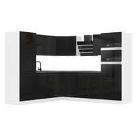 KÜCHE L-Form STACY, ohne Arbeitsplatten, Schwarz Hochglanz - Schwarz Hochglanz, Holz (420/204/60cm) - B BELINI GROUP