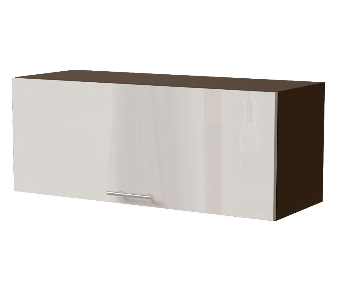 KLAPPHÄNGESCHRANK Brerra W4B/90 Lava / RAL 9001 creme Hochglanz 90 / 32,5 / 36cm mit Blum Aventos Klappenbeschlag - Dunkelgrau/Creme, Holz/Holzwerkstoff (90/36/32.5cm) - Feldmann-Wohnen