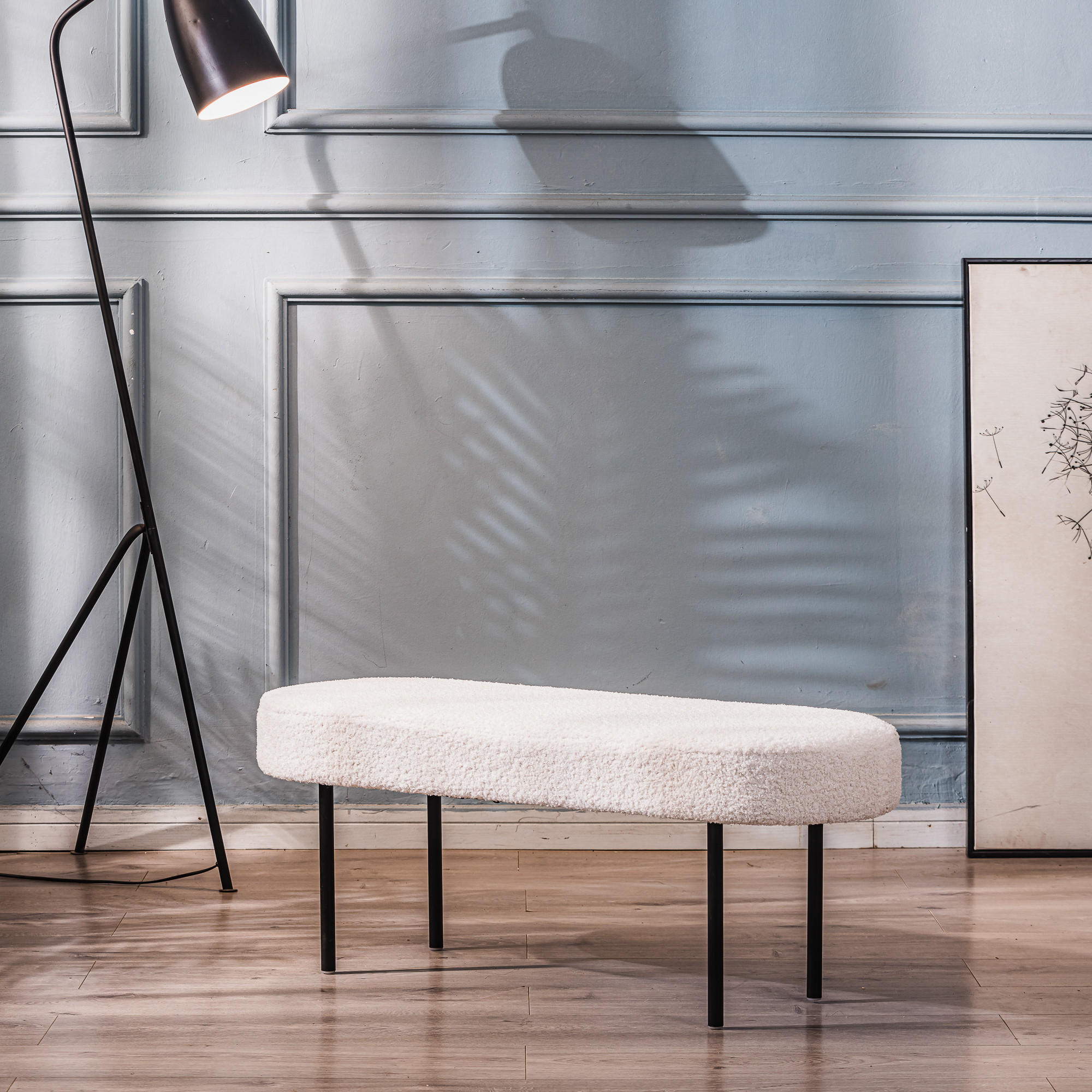 SITZBANK Samt Weiß - Weiß, Textil (100/38/35cm) - Nordlys