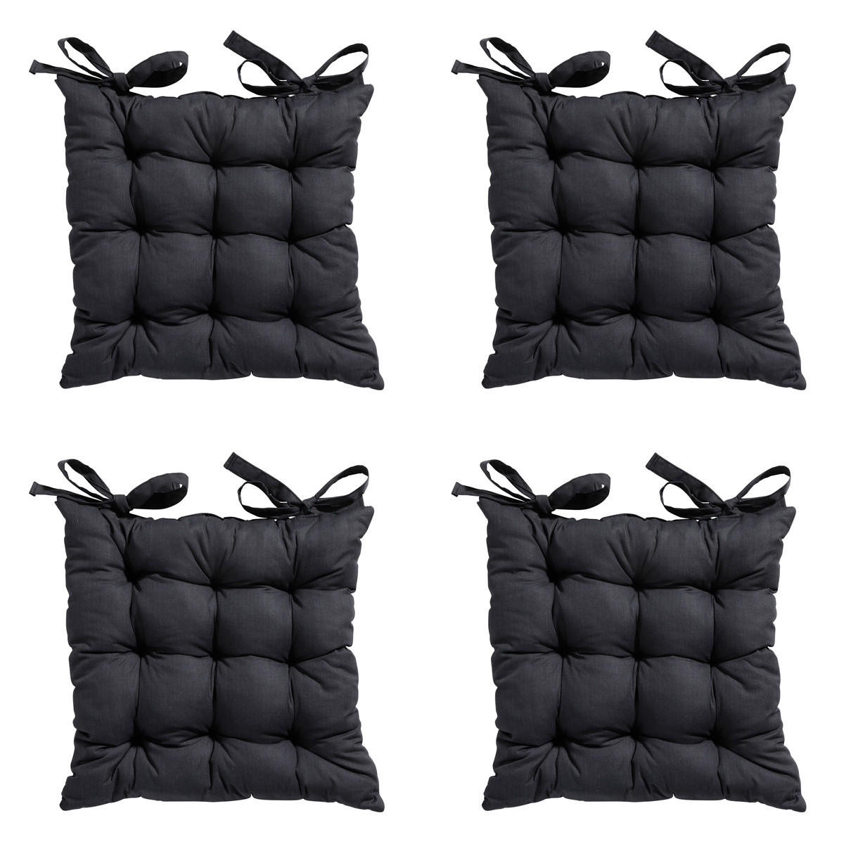 SITZKISSEN Basic 46/46 cm 4er-Set - Schwarz, Textil (46/8/46cm) - Madison