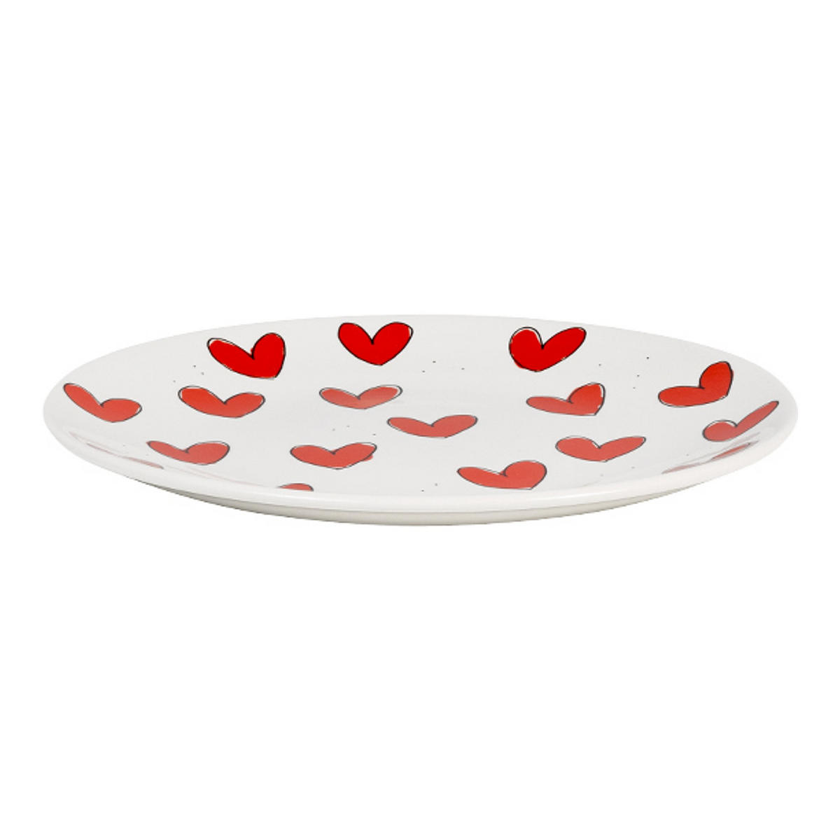 FRÜHSTÜCKSTELLER Rote Herzen EB in Rot - 22cm - Rot, Keramik (21.8/21.8/2.5cm) - Blond Amsterdam