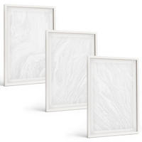 BILDER SET 3er Set - 40x60 cm Weißer Rahmen - Elegante Marmorstruktur - Weiß, Kunststoff (40/60cm) - TULUP