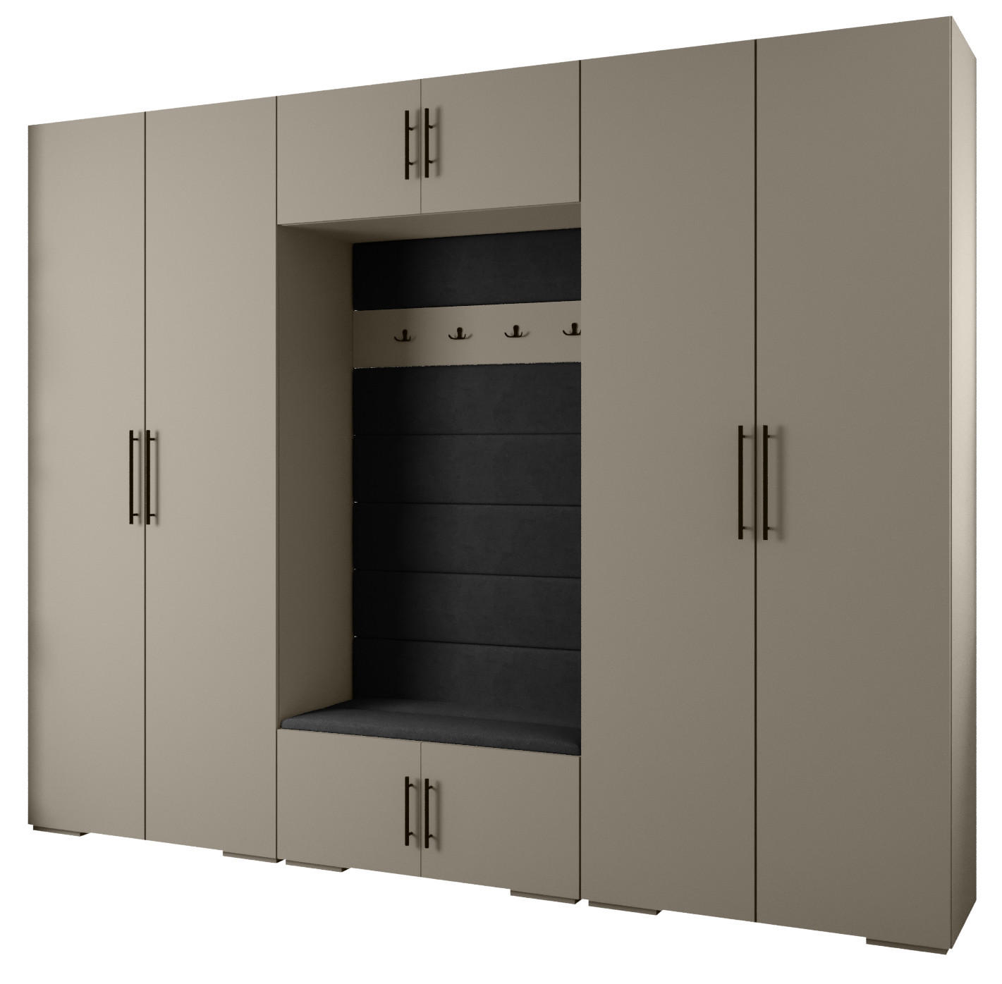 Abiks Möbel Garderoben-Set Kaschmir, Schwarz, Schwarz 300x236.7x47 cm