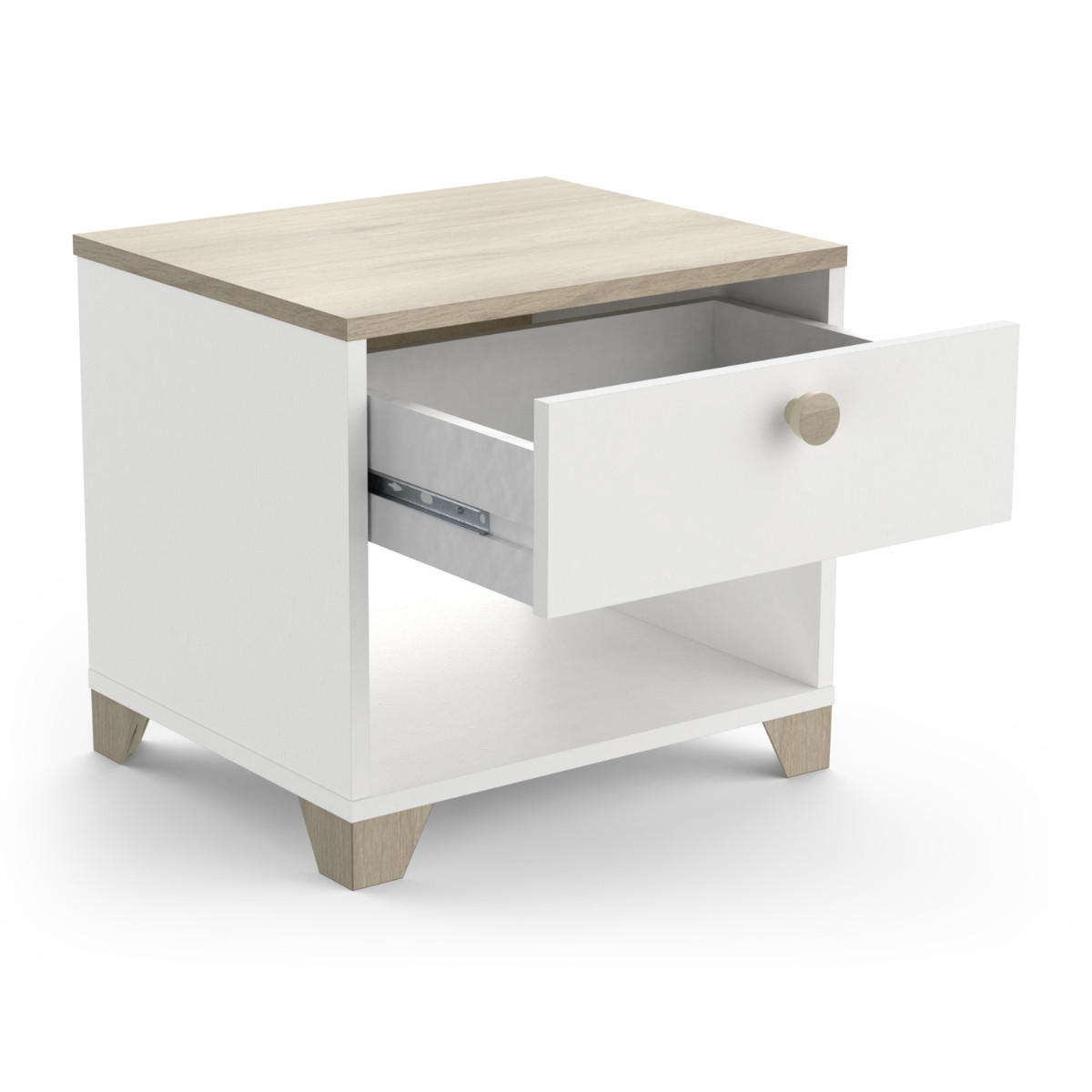 NACHTTISCH 1 schublade - izzy 43,2/36,2/39,7 cm - Weiß, Holzwerkstoff (36.2/39.7/38.2cm) - Calicosy