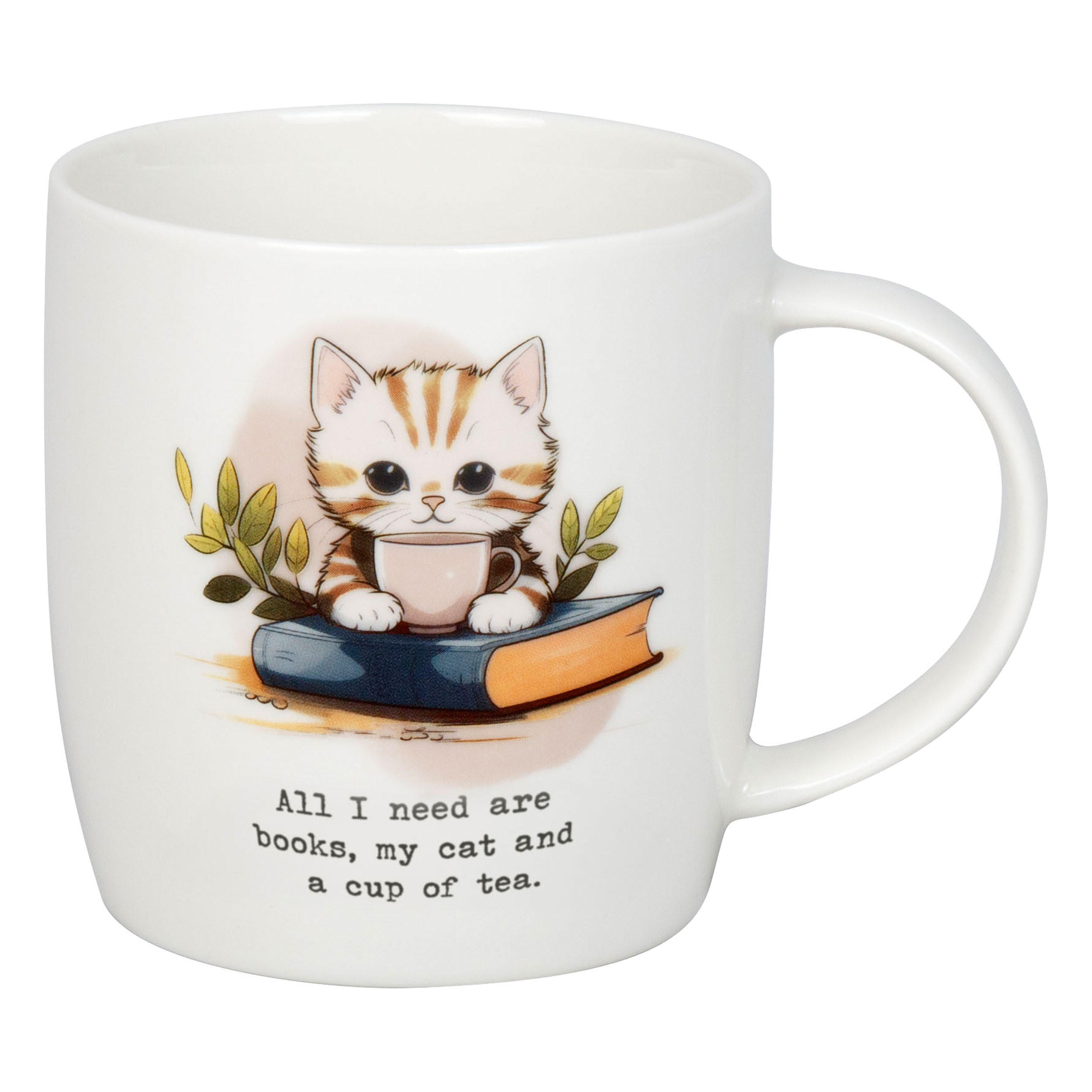 KAFFEEBECHER Books, Cat & Tea - Naturfarben, Keramik (0.4L) - Könitz