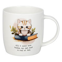 KAFFEEBECHER Books, Cat & Tea - Naturfarben, Keramik (0.4L) - Könitz