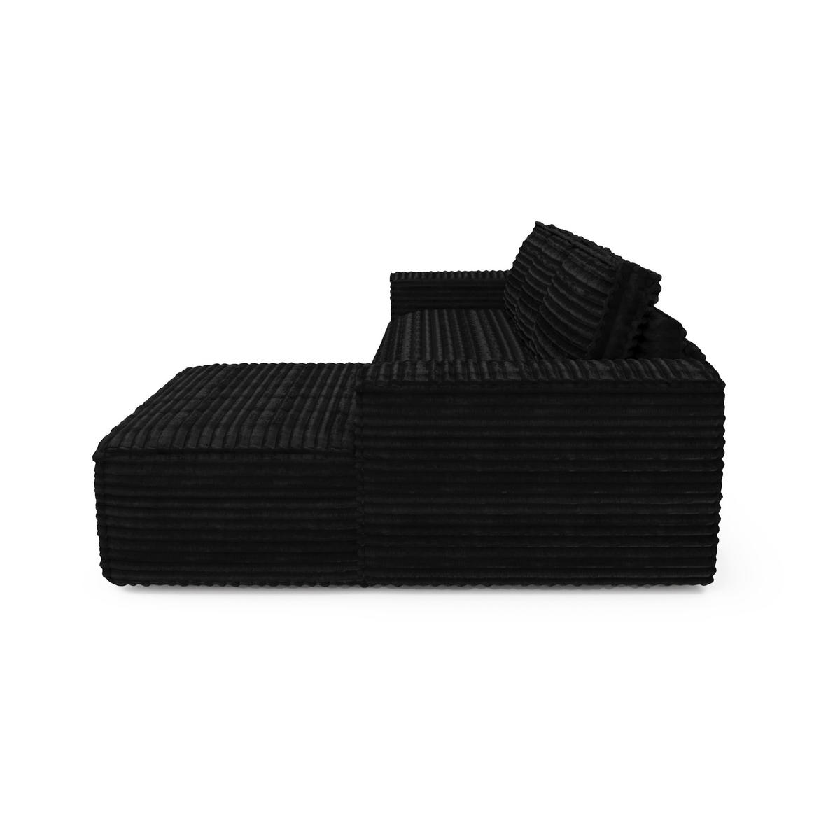 ECKSOFA RECHTS Gerippter Samt Dunkles Anthrazit 302cm - Anthrazit, Textil (302/165cm) - Sia Home