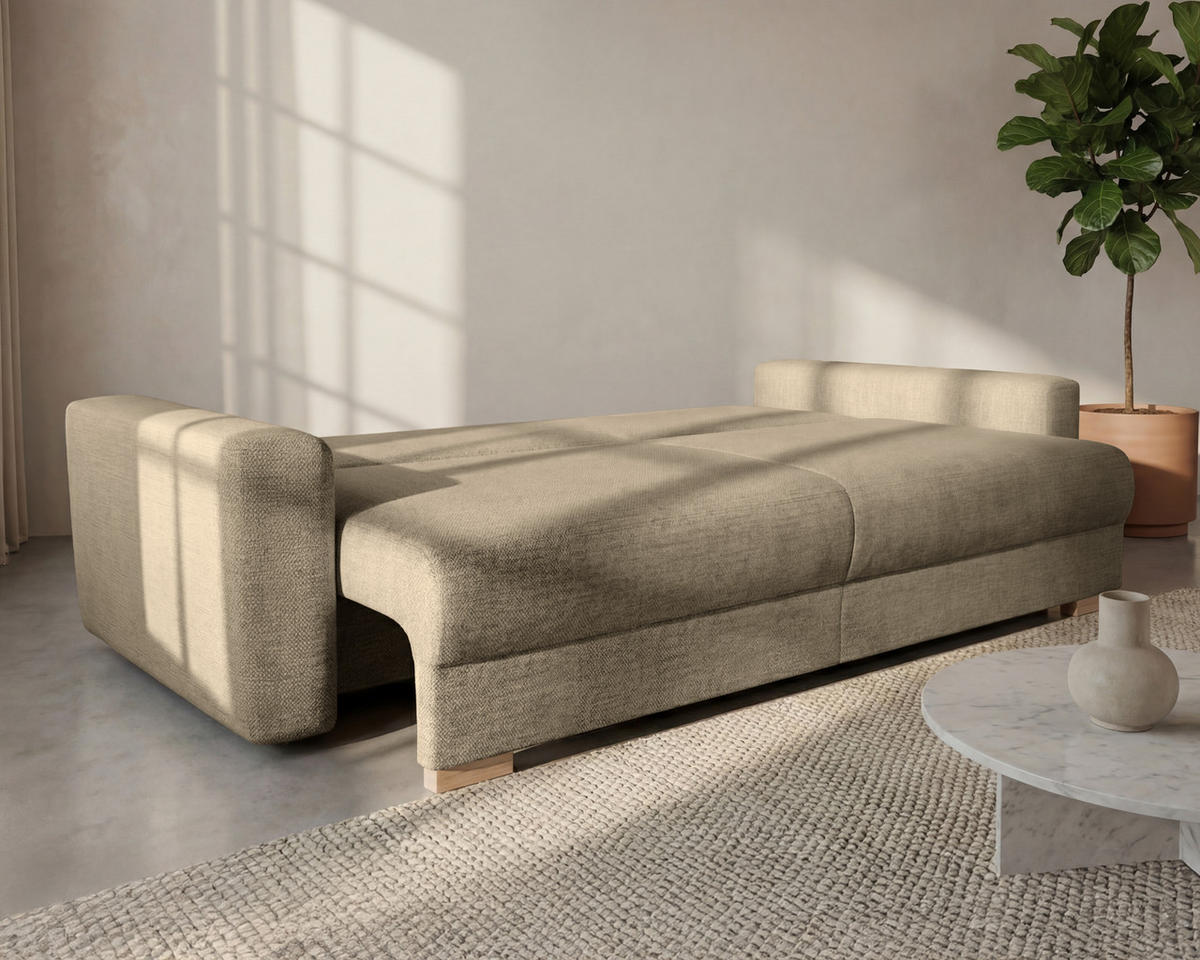 3-SITZER-SCHLAFSOFA ELMA mit Bettfunktion, braun - Braun, Holz (92.5/79/230cm) - Homesy