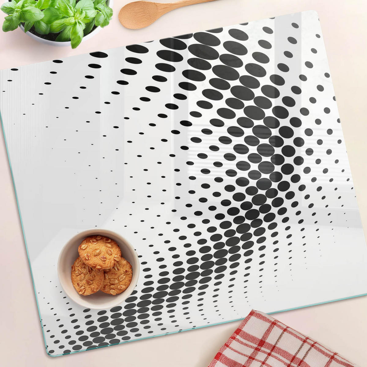 GLASPLATTE 60x52 cm Geometrische Figuren - Schwarz, Glas (60/0.4/52cm) - TULUP