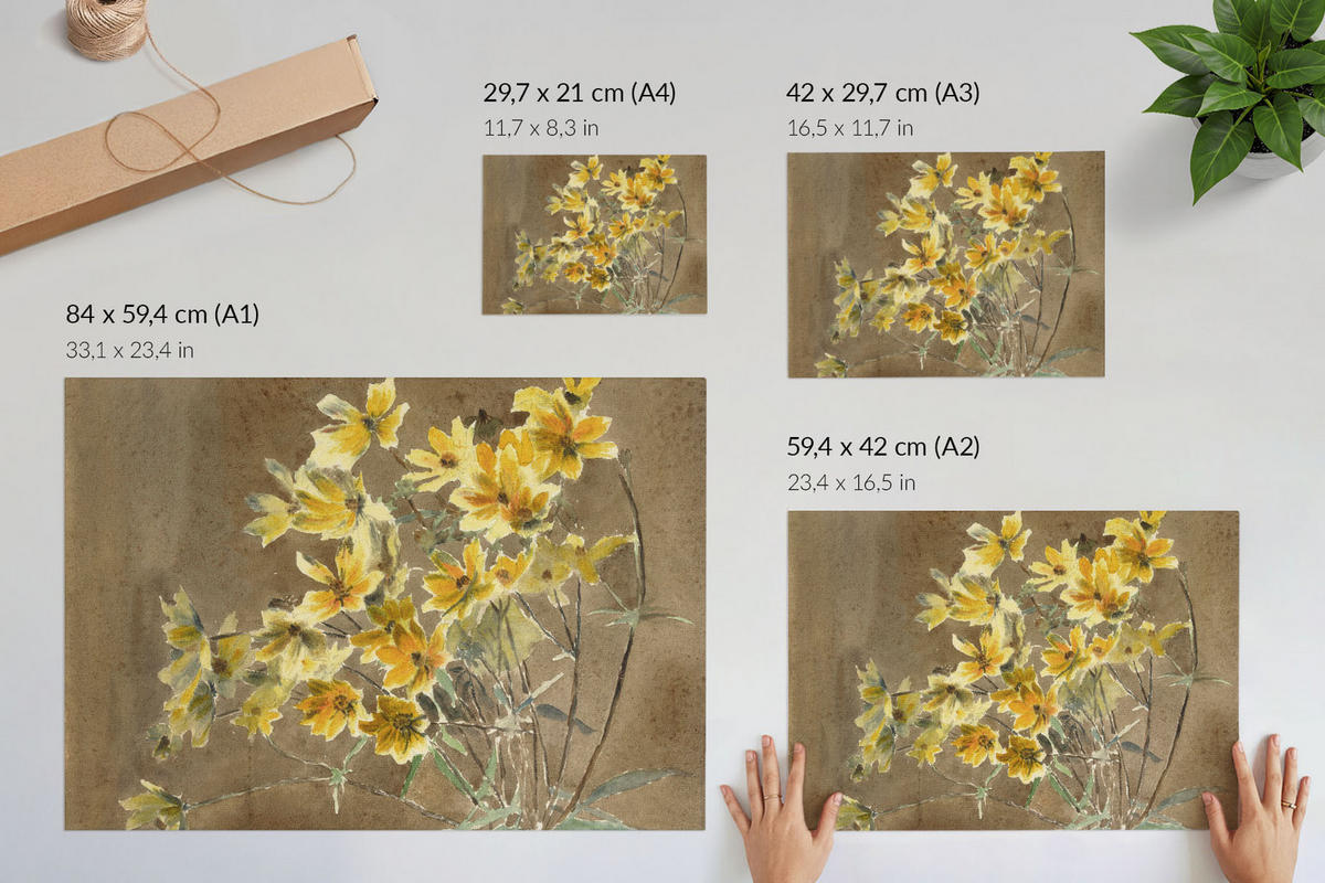 POSTER - 59x42 cm (A2) - Hannah Borger Overbeck - Gelbe Blume - Gelb, Textil (59.4/42/0.1cm) - TULUP