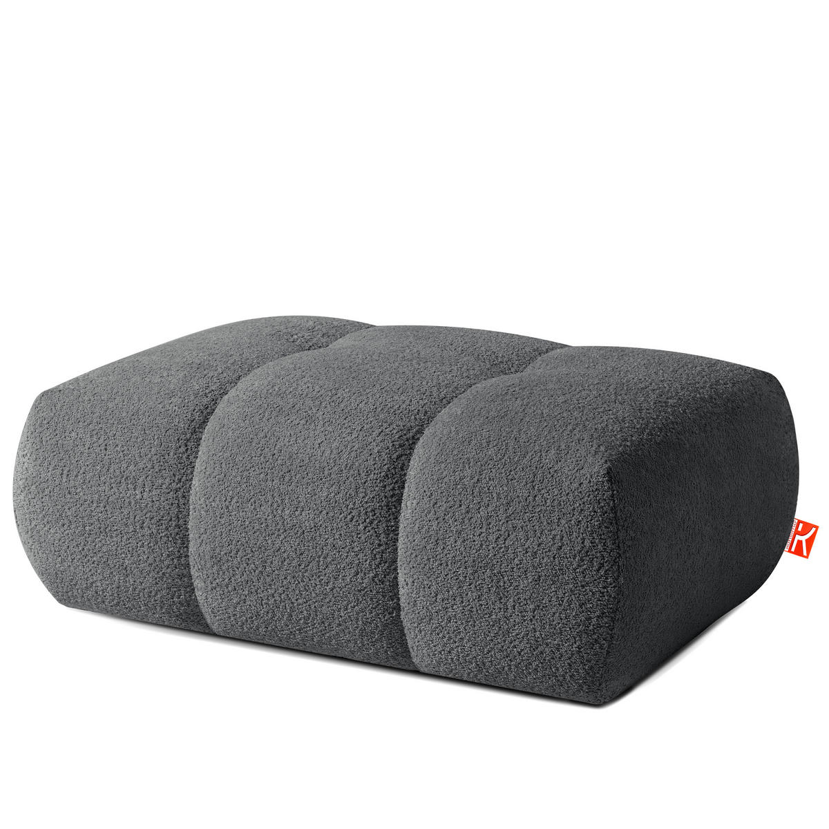POUF LIRA, Dunkelgrau, Bouclé - Dunkelgrau, Holz/Holzwerkstoff (96/43/50cm) - KONSIMO®