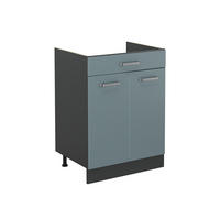 KÜCHENUNTERSCHRANK R-Line, Blau-Grau/Anthrazit, 60 cm mit Schublade ohne Arbeitsplatte - Anthrazit/Blaugrau, Holzwerkstoff (60/81.6/46cm) - Vicco