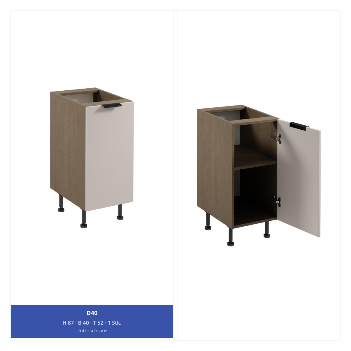 KÜCHENZEILE 400 cm - Sorento KS9-M400 - in Beige / Dunkle Eiche - Eichefarben/Beige, Holz/Metall (400/247/58cm)