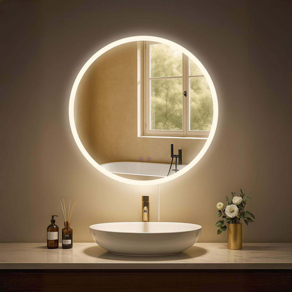 BADSPIEGEL Linz 60 Bluetooth 60x3,5x60cm Glas Klarglas Badezimmerspiegel - Klar, Glas (60/60/3.5cm) - DELUKE