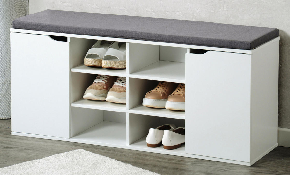 SCHUHREGAL mit Sitzfläche 30,5/103/48 cm - Weiß, Holzwerkstoff (103/48/30.5cm) - Kesper