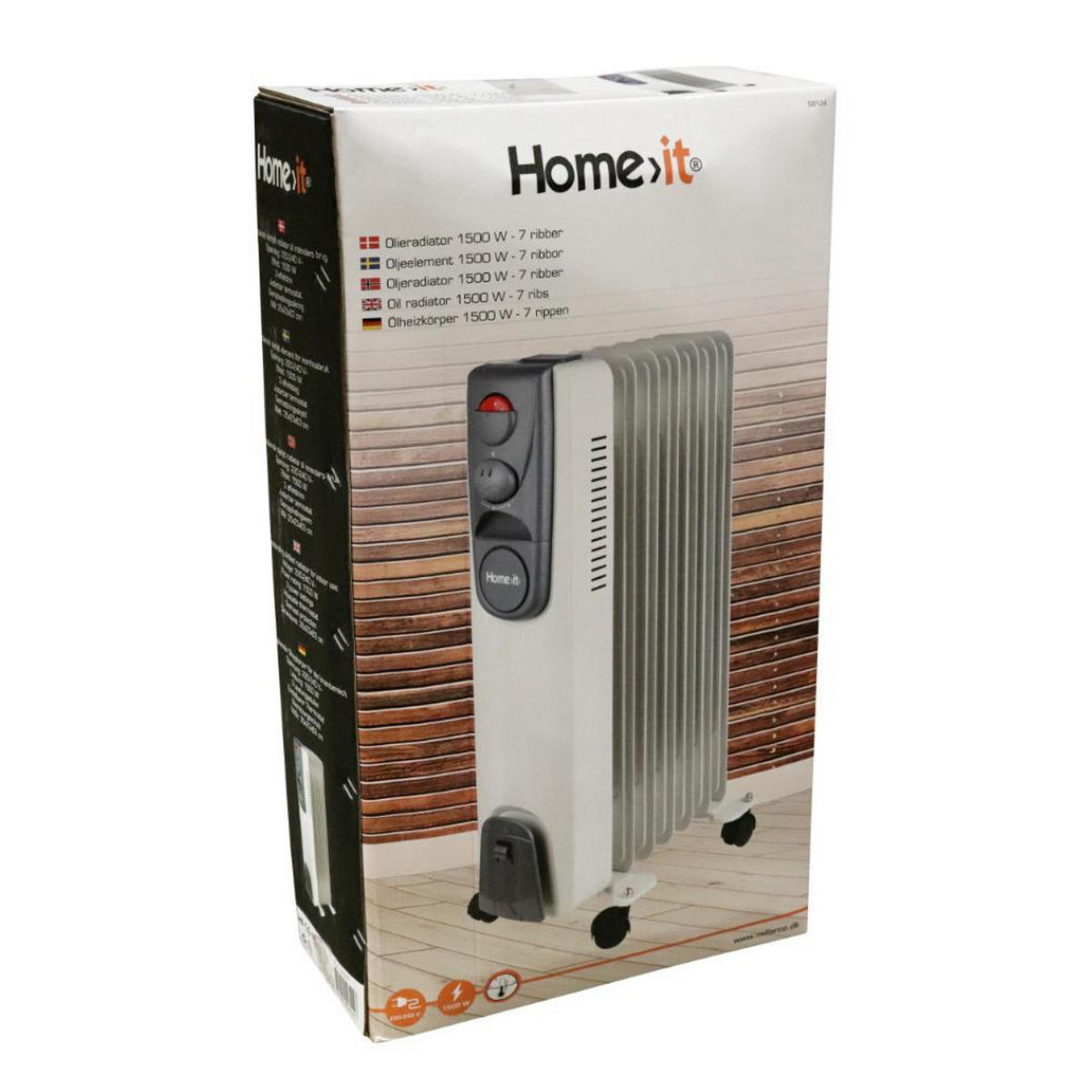 ÖLRADIATOR 1500W, 7 Rippen, Elektroheizung, Heizgerät, Thermostat, 3 Heizstufen, Überhitzungsschutz, Mobiler Heizkörper, Energiesparend, Kompakt - Weiß, Metall (24/55/30cm)