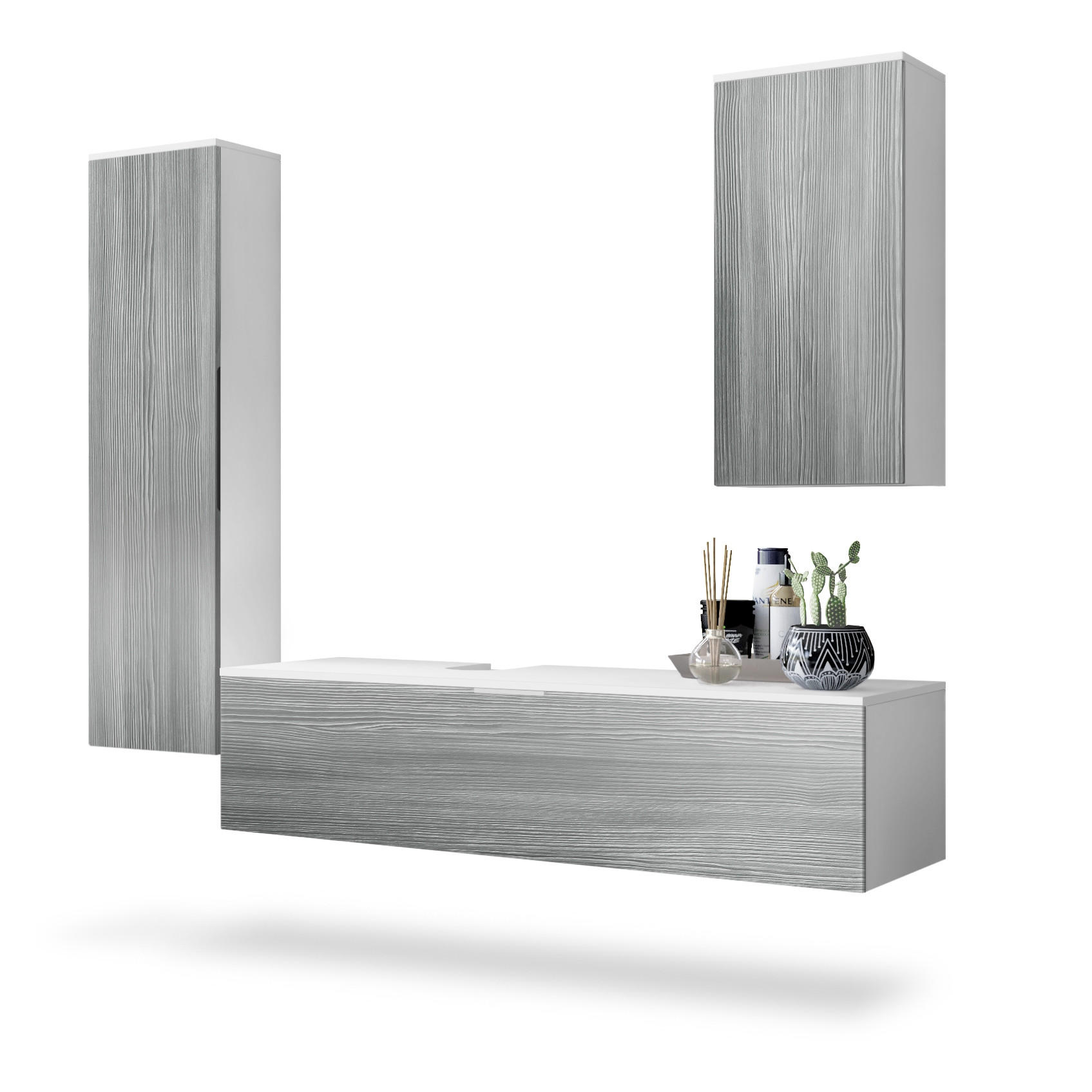 Vladon Badmöbelset Anthrazit 210x185x51 cm