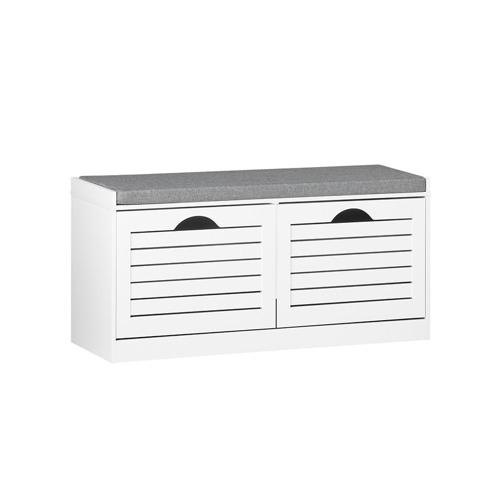 SCHUHBANK mit 2 Türen Weiß 94x30x47cm Modern - Weiß, Holzwerkstoff (30/47/94cm) - SoBuy