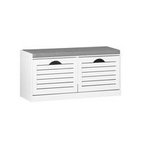 SCHUHBANK mit 2 Türen Weiß 94x30x47cm Modern - Weiß, Holzwerkstoff (30/47/94cm) - SoBuy
