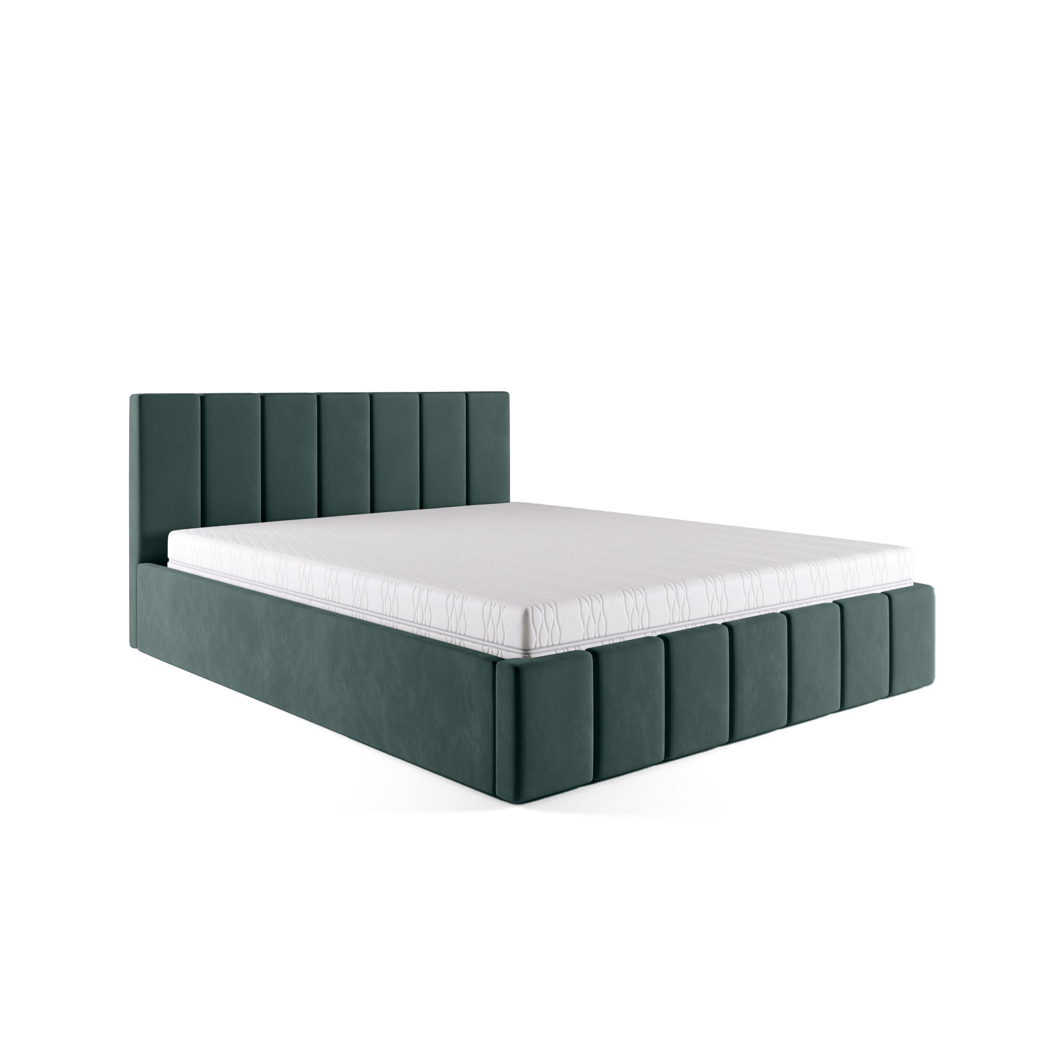 POLSTERBETT Doppelbett PESARO 180x200 cm, Dunkelgrün - Dunkelgrün, Textil (180/200cm) - Fedve