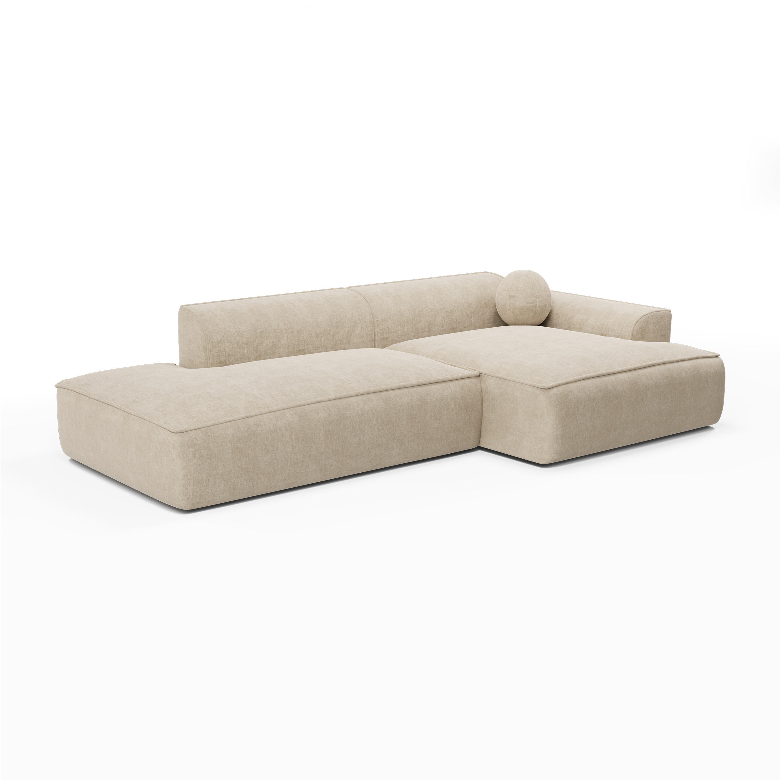 ECKSOFA RECHTS Samt Creme 300cm - Creme, Textil (300/155cm) - Sia Home