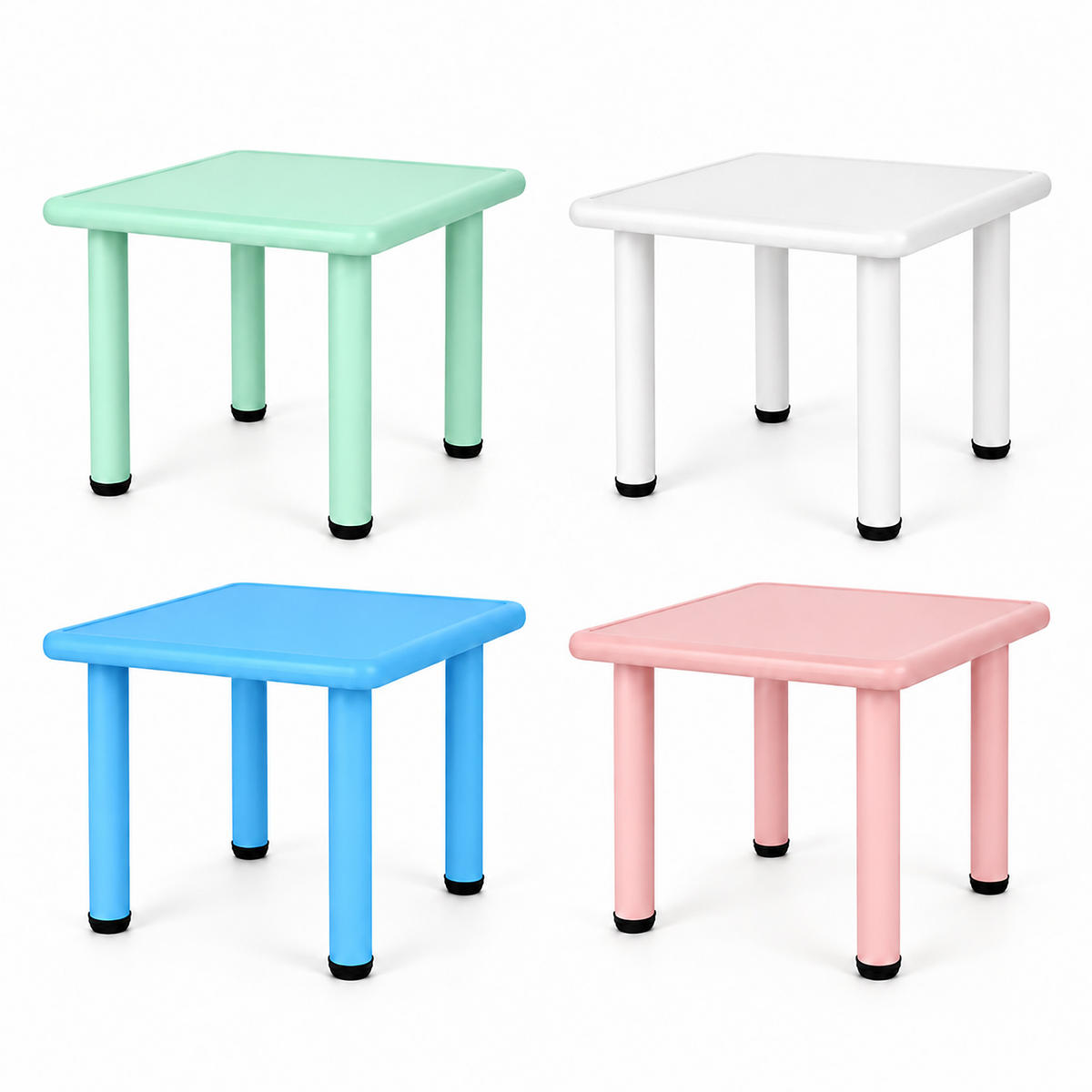 KINDERTISCH Weiß Indoor Outdoor 52x62 cm - Weiß, Kunststoff/Metall (62/52/62cm) - Relaxdays