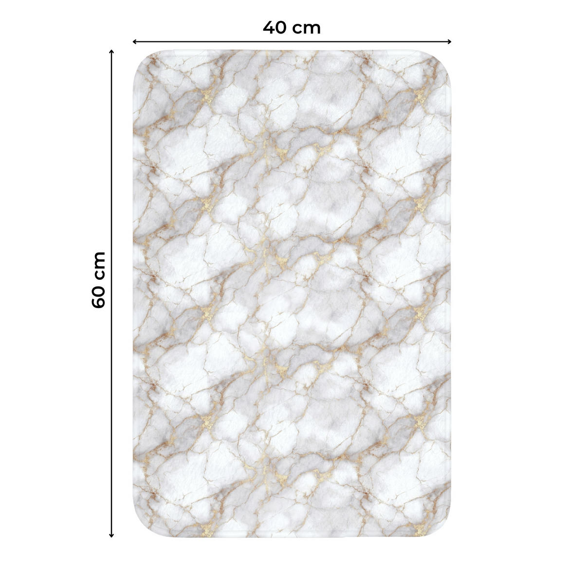 WC-VORLEGER Weiß - Gold - Marmor - Grau WC Teppich 40x60 cm - Weiß, Kunststoff/Textil (40/1cm) - OnlyWow