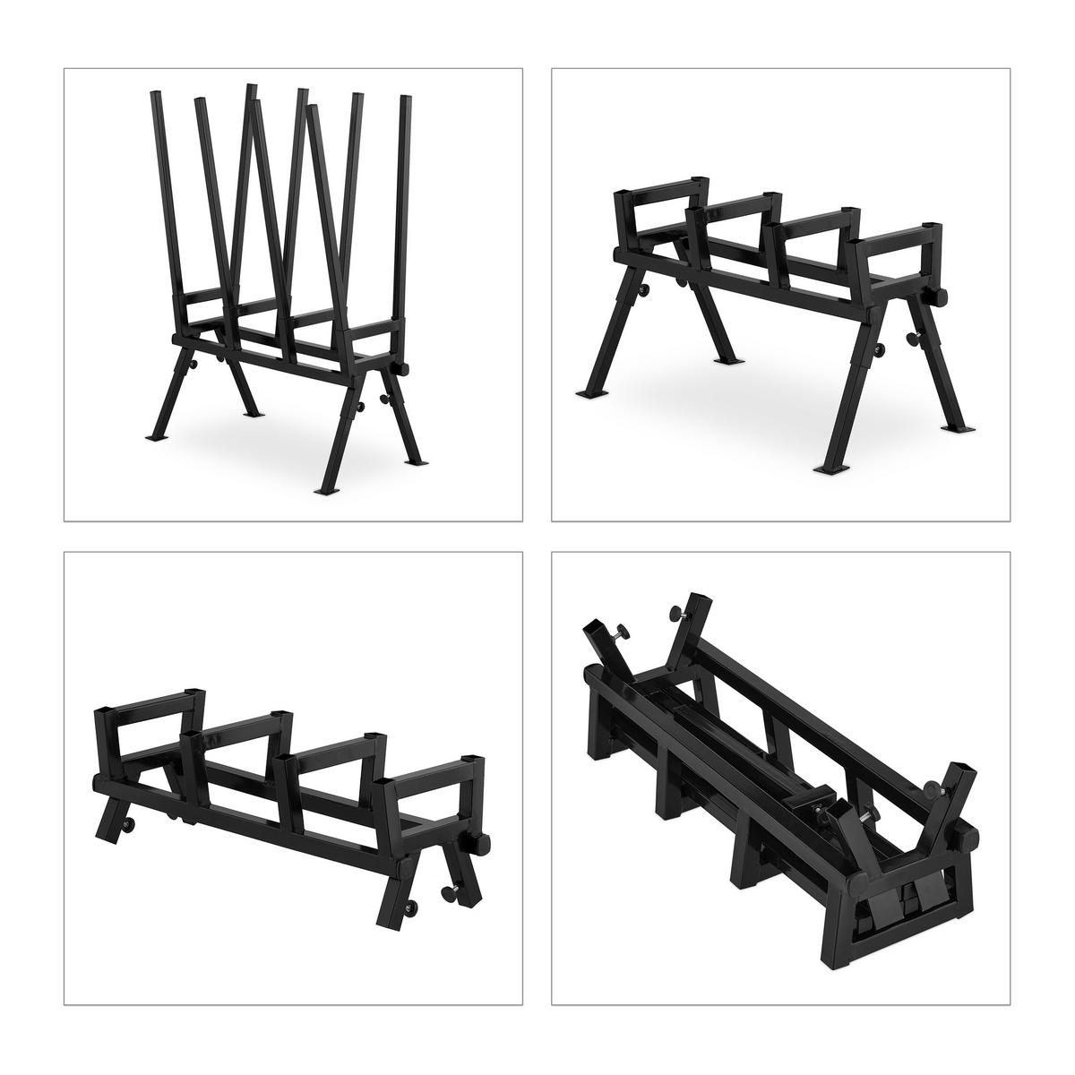 SÄGEBOCK - Schwarz, Metall (50/77.5/112cm) - Relaxdays