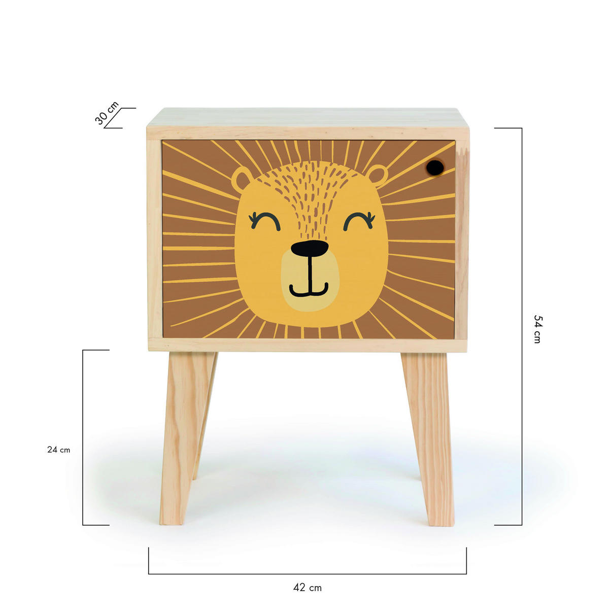 NACHTTISCH Montessori Natur LÖWE - Orange, Holz (42/54/30cm) - RNT By Really Nice Things
