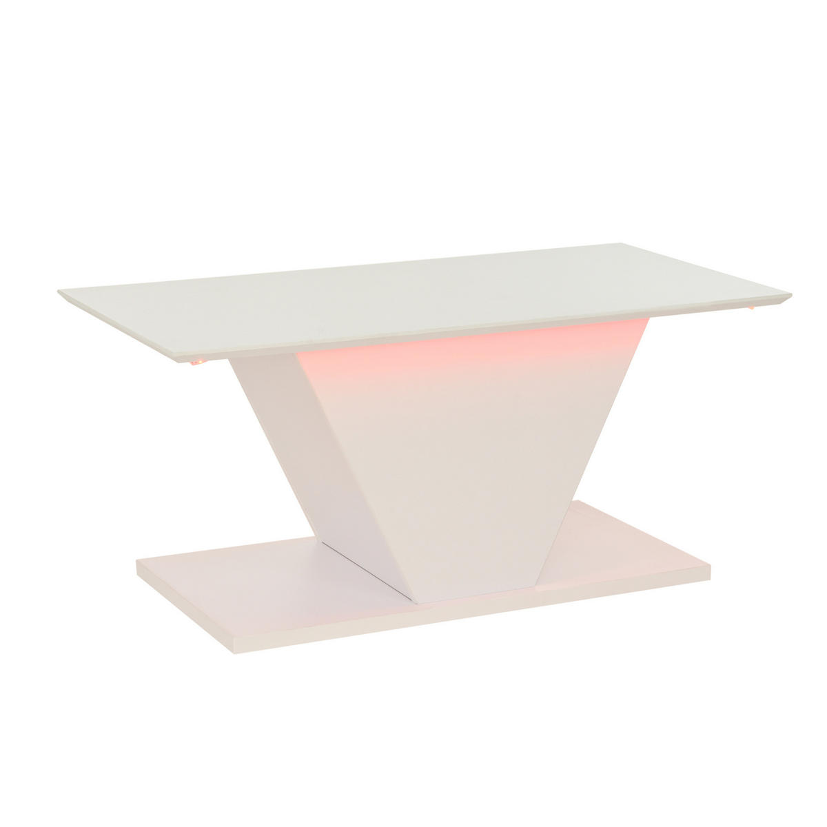 COUCHTISCH mit LED 100 x 50 x 46 cm Hochglanz Weiß V-Form - Weiß, Holzwerkstoff (100/50/46cm) - Meubliv