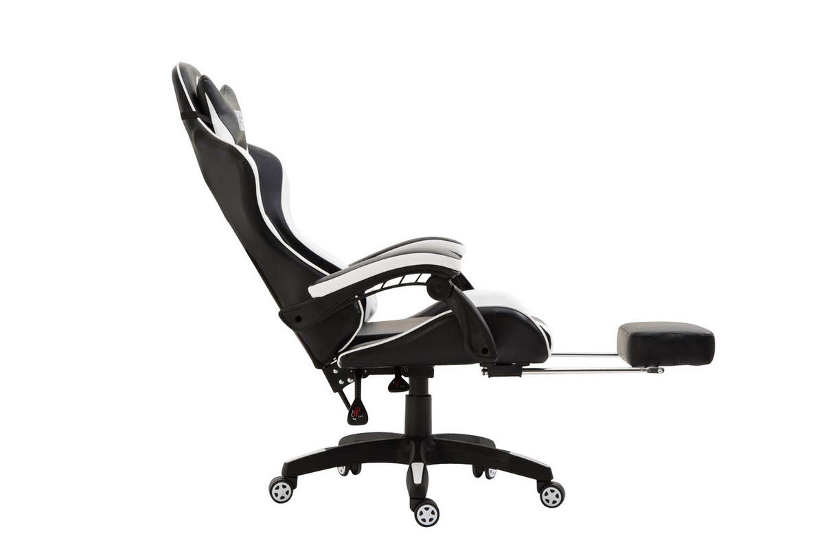 BÜROSTUHL India, Kunstleder Schwarz/Weiß - Weiß, Kunststoff/Textil (66/131/58cm) - TPFLiving