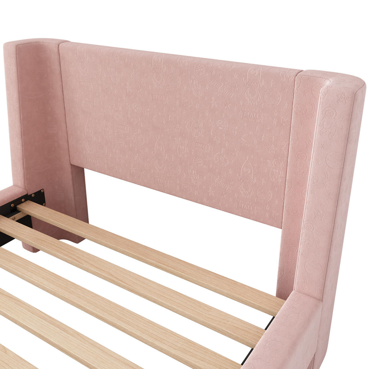 KINDERBETT im Schlittenbett-Design 90x200 cm Samt Rosa - Pink, Holzwerkstoff (90/200cm) - Beauniv
