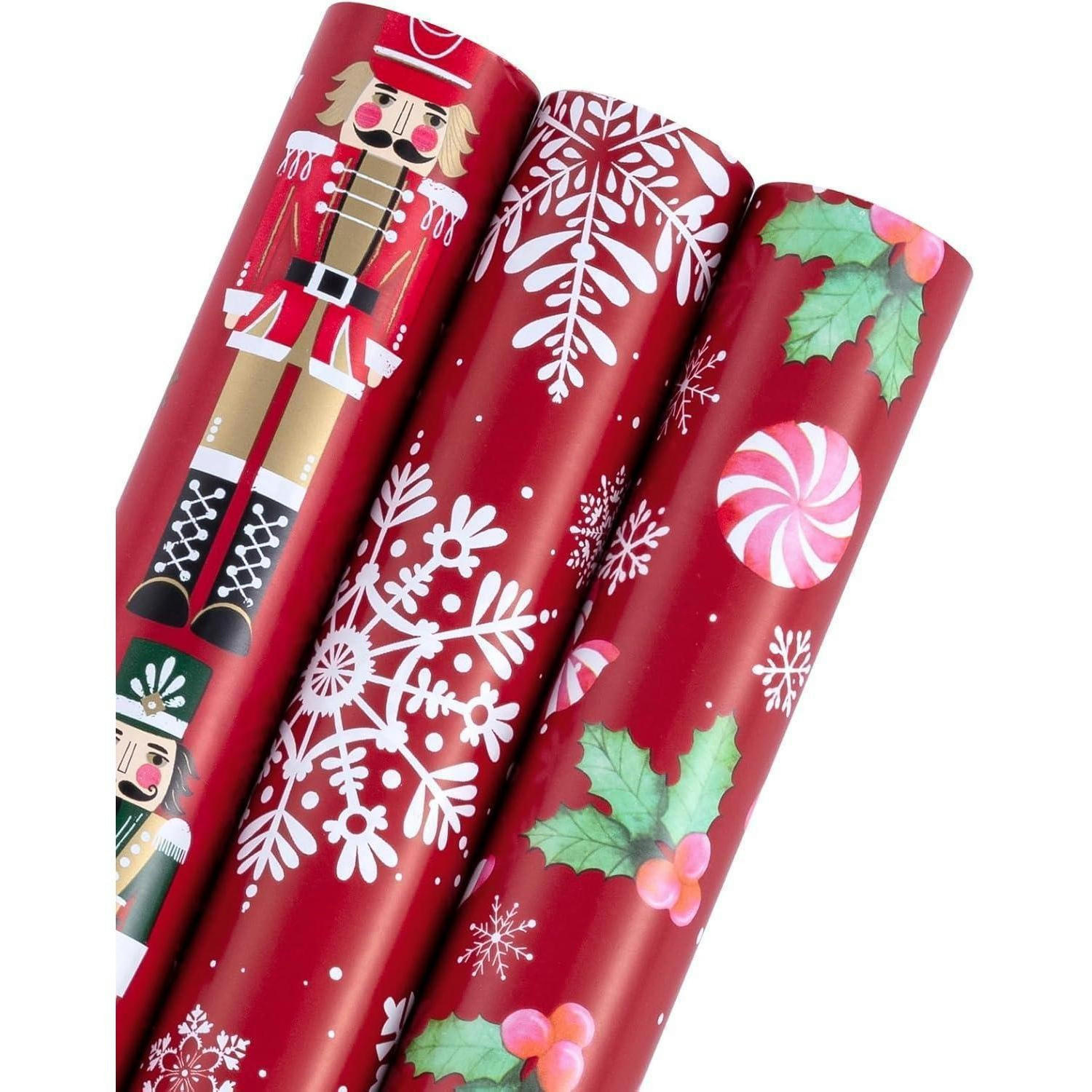 GESCHENKPAPIER 3er Set Weihnachtsmotive 43,2 cm x 3 m - Rot, Papier (4/44/10cm)
