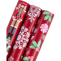 GESCHENKPAPIER 3er Set Weihnachtsmotive 43,2 cm x 3 m - Rot, Papier (4/44/10cm)