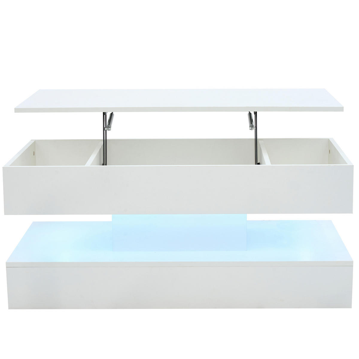 KLUBSKA miza, 100/50/42 cm bela, z LED osvetlitvijo in višinsko nastavljivo ploščo - bela, leseni material (100/50/42cm) - BEAOK