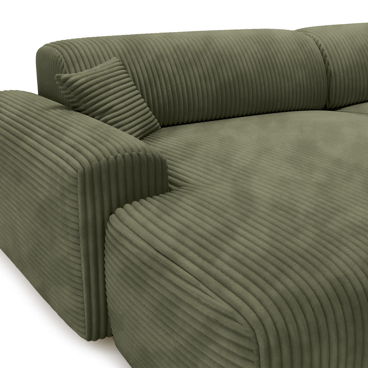 ECKSOFA mit Longchair - Cord - Schwarz/Grün, Kunststoff/Textil (284/178cm) - home24