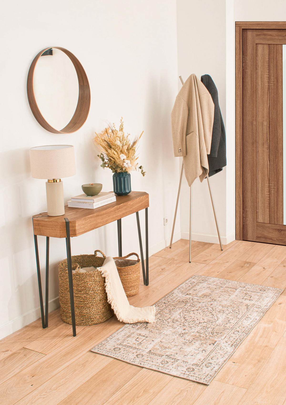 VINTAGE-TEPPICH mit pastellgrünem Blumenmuster Carry 80x150 cm - Beige, Textil (80/150cm) - Nazar Rugs