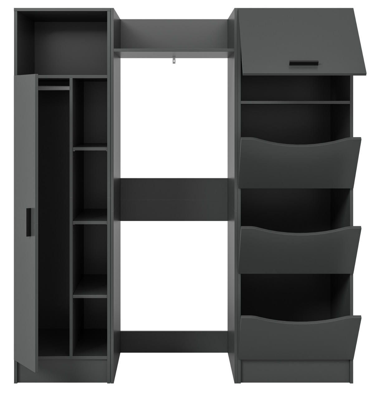 WASCHMASCHINENSCHRANK grau Set 3-teilig 176 x 196 cm, viel Stauraum - Schwarz/Grau, Holzwerkstoff/Kunststoff (176/196/68cm) - Inn.Furn