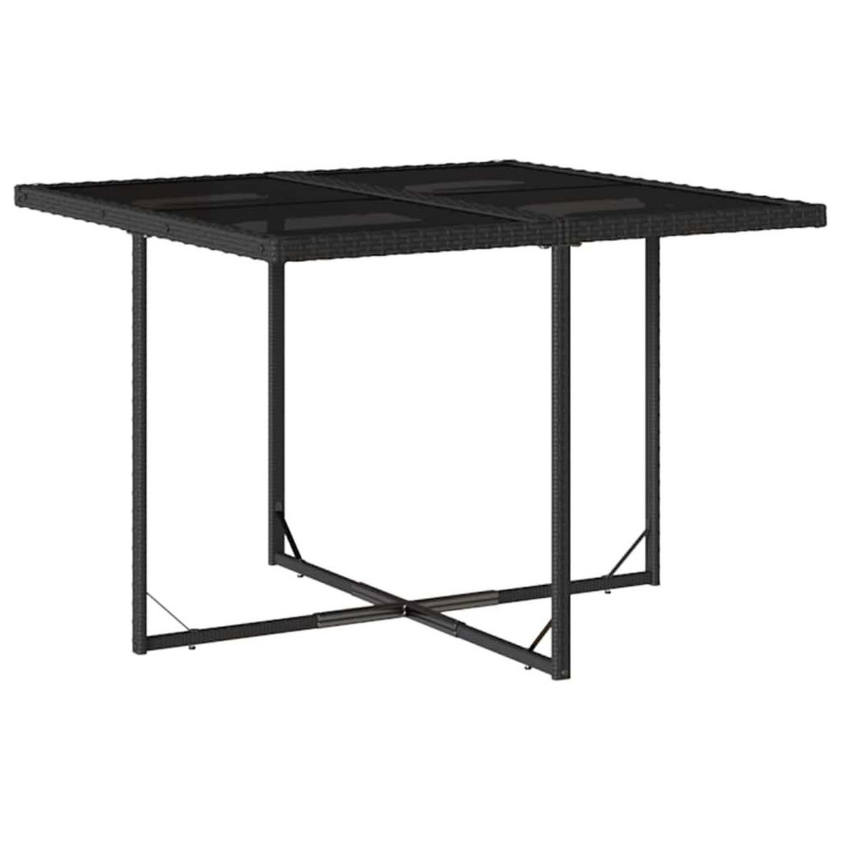 GARTEN-ESSGRUPPE 9-TLG.Mit Kissen Schwarz Poly Rattan - Creme/Schwarz, Kunststoff - vidaXL