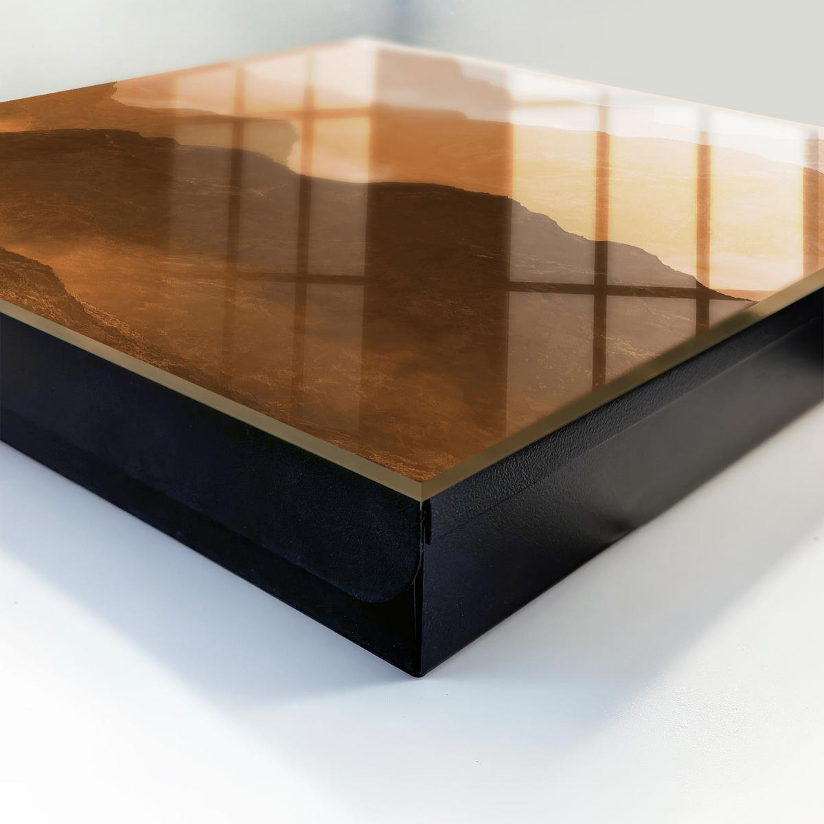 SCHLÜSSELBOX Schwarz 30x30 cm- Türöffnung nach rechts - Bergpanorama - Orange, Metall (30/30/5cm) - TULUP