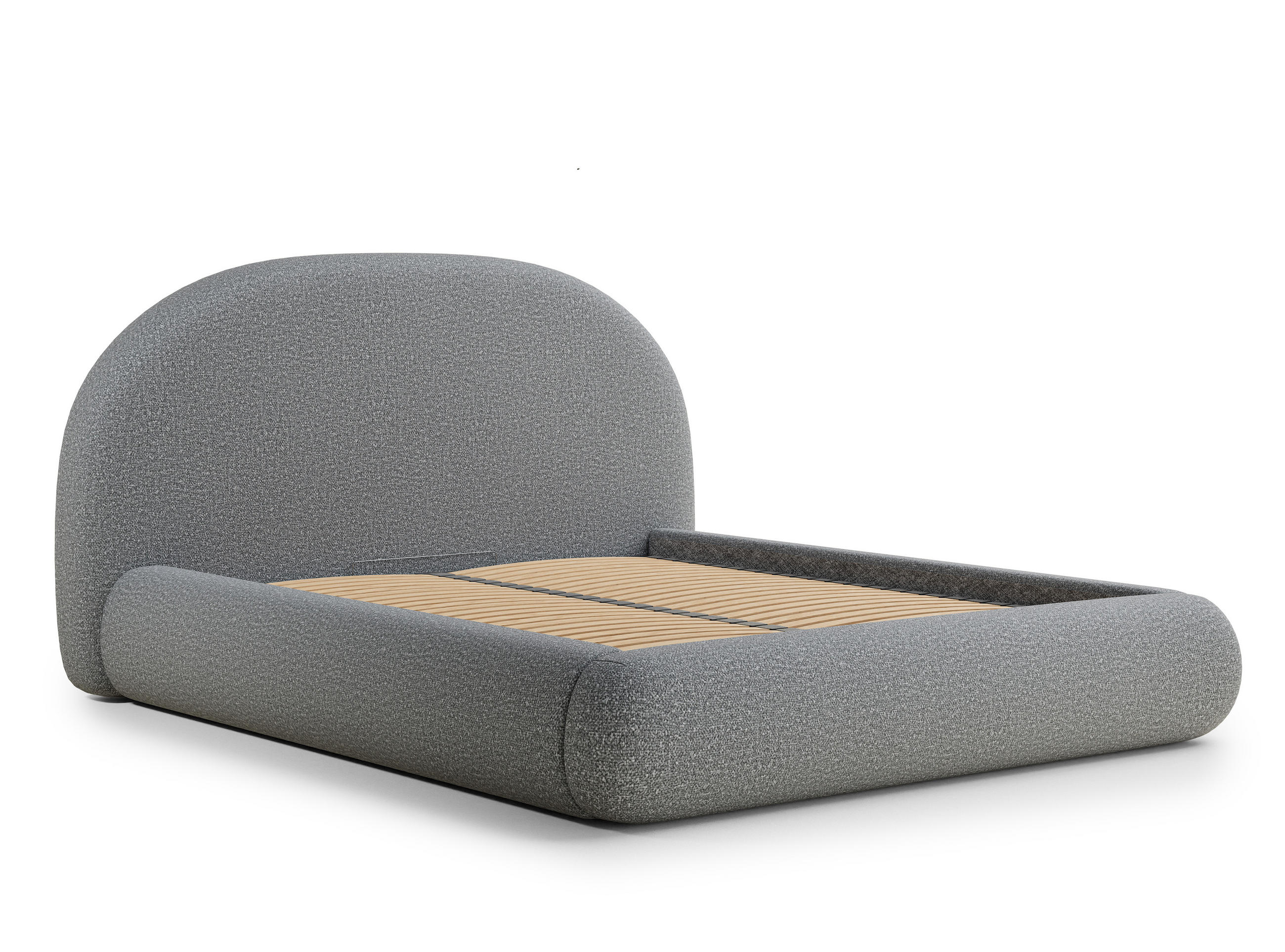 POLSTERBETT Maumere Grau 180/200 cm im Boucle-Stoff - Schwarz/Naturfarben, Holz/Holzwerkstoff (180/200cm) - Maison de Reve