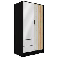 KLEIDERSCHRANK NELIA - 120 cm - Schwarz/Weiß, Holzwerkstoff (102/200/51cm) - ALTDECOR