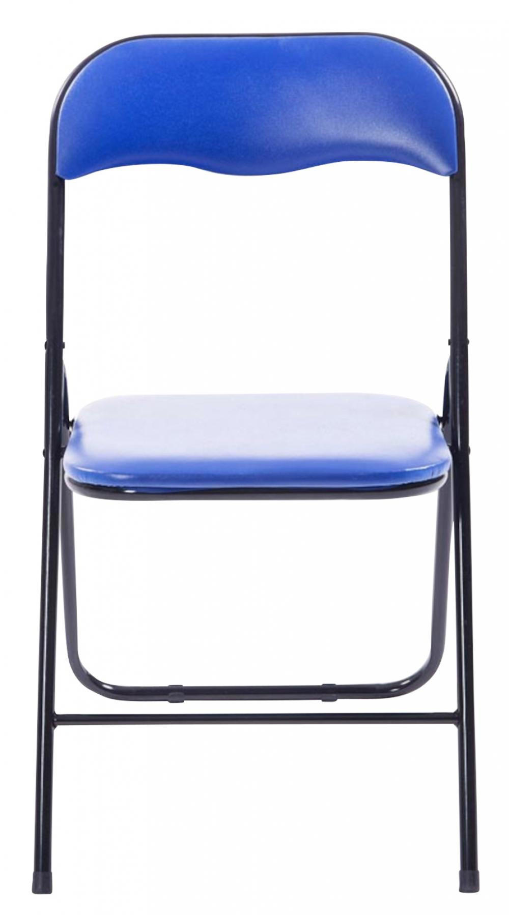 BESUCHERSTUHL 4er Set Lederlook blau/schwarz - Blau/Schwarz, Textil/Metall (45/78/45cm) - CLP