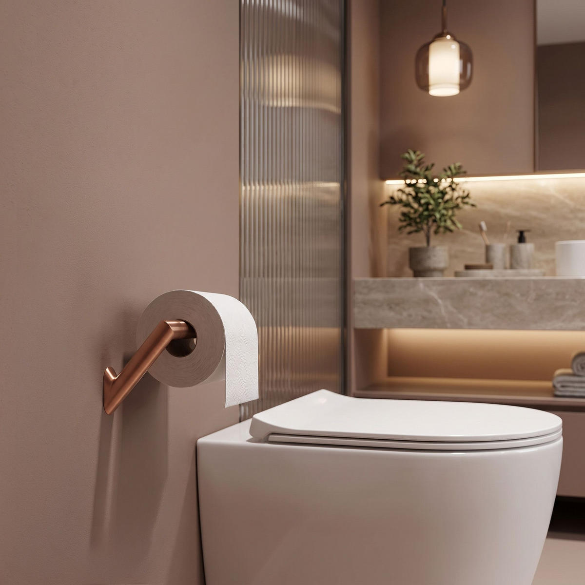 HALTER Für Toilettenpapier Rea Will Brush Copper - Kupferfarben, Metall (14.5/8.5/8cm) - REA