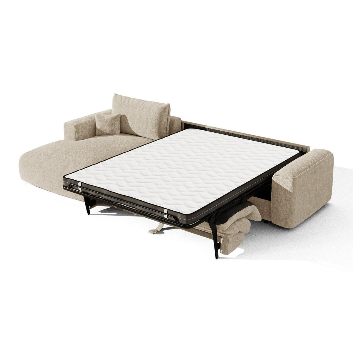 SCHLAFSOFA Express COMO Köpergewebe mit weichem Griff Beige 300cm - Beige, Textil (300/165cm) - Premium Interiors