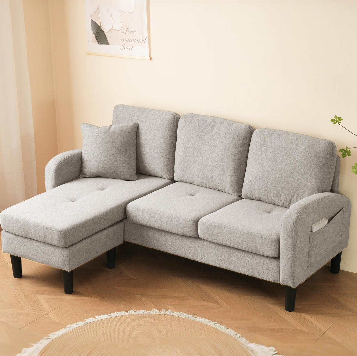 SOFA modular mit Chaiselongue 166 x 118 x 77 cm Beige Grau-Weiß - Weiß, Kunststoff (166/118cm) - IVMEU