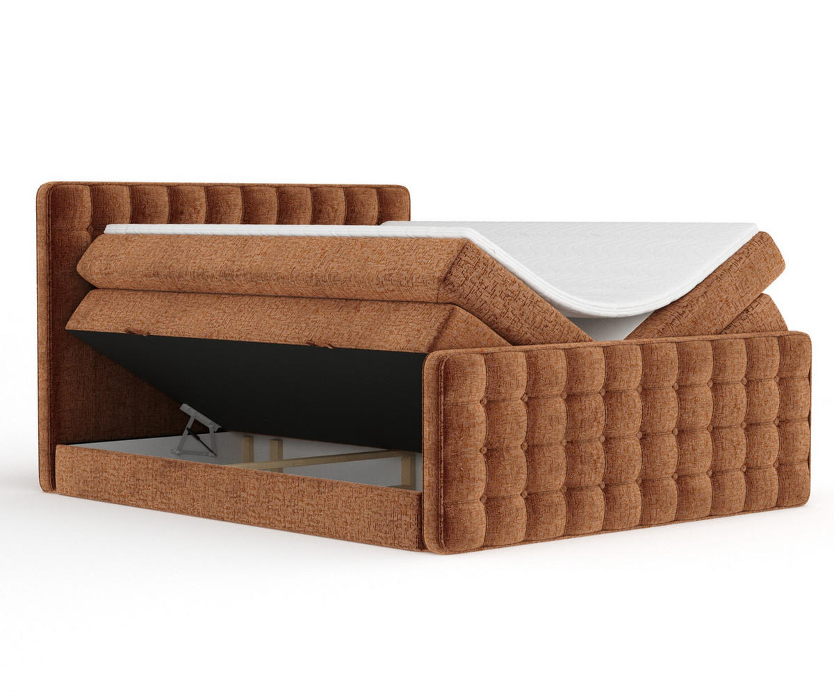 BOXSPRINGBETT Velouria Kupferfarbe 140/200 cm - Schwarz/Kupferfarben, Holz/Holzwerkstoff (140/200cm) - Maison de Reve